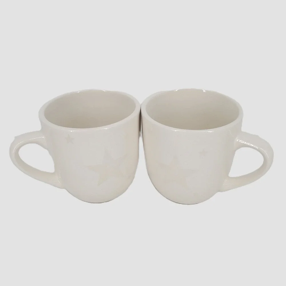 Macys‎ Limited Edition White Ceramic Star Pattern Tea Hot Chocolate Set New